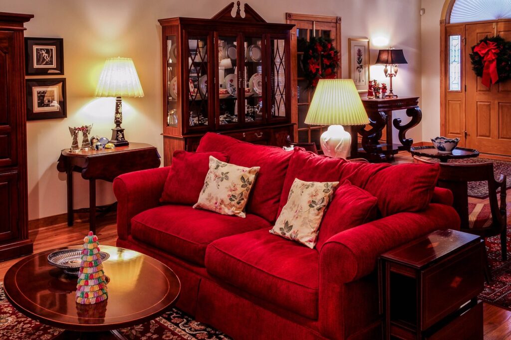 living room, great room, christmas time