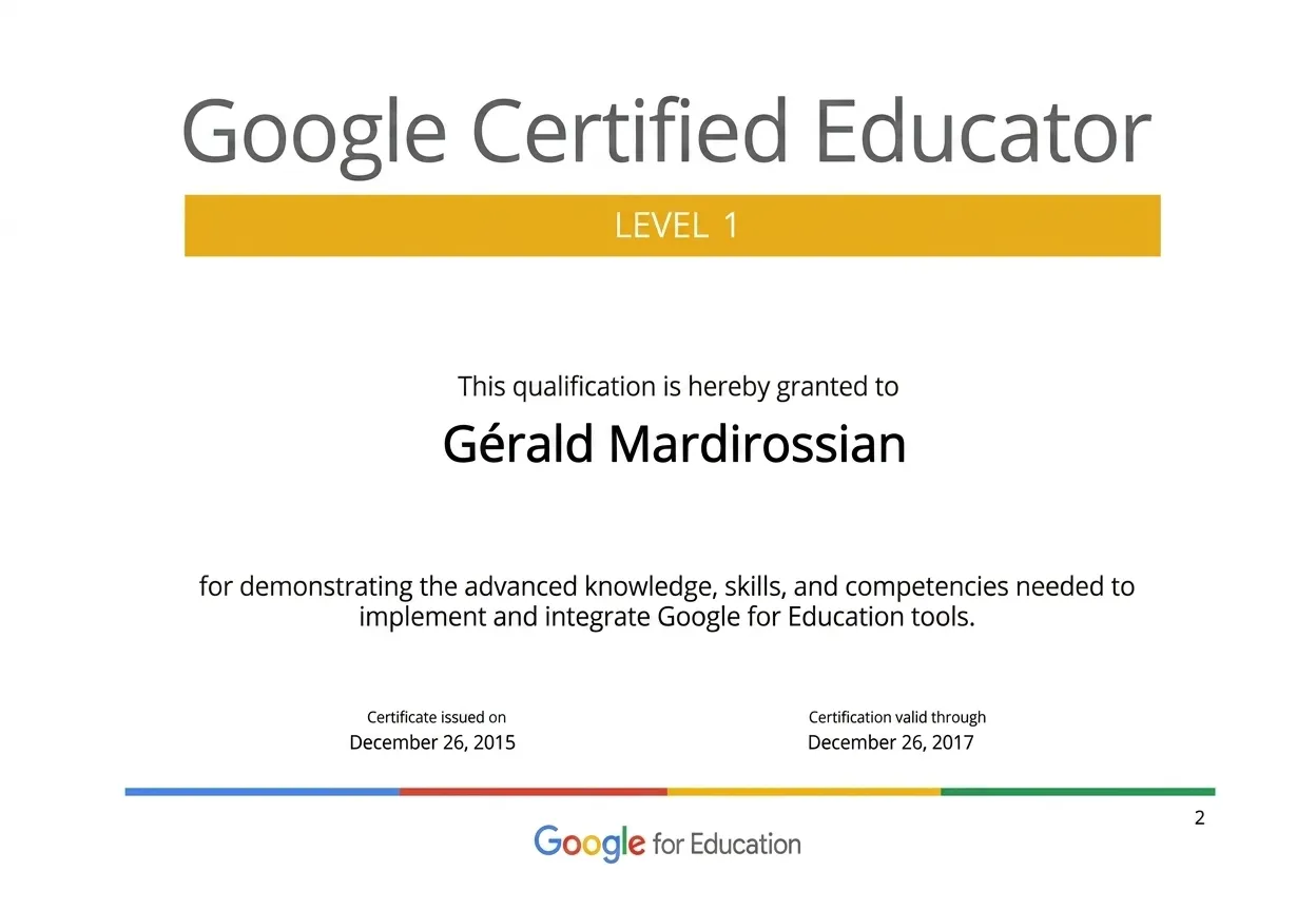 Google Educator Certified